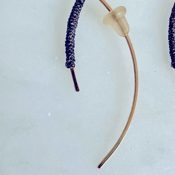 Gold Earrings with Silver Thread - Picture 2 of 3